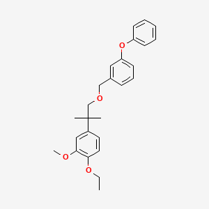 molecular formula C26H30O4 B12781571 Benzene, 4-(1,1-dimethyl-2-((3-phenoxyphenyl)methoxy)ethyl)-1-ethoxy-2-methoxy- CAS No. 80854-01-9