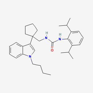 molecular formula C31H43N3O B12781581 Urea, N-(2,6-bis(1-methylethyl)phenyl)-N'-((1-(1-butyl-1H-indol-3-yl)cyclopentyl)methyl)- CAS No. 145131-37-9