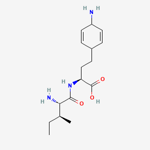 molecular formula C16H27N3O3 B12781582 Butanoic acid, L-2-amino-4-(4-amino-2,5-cyclohexadien-1-yl)-L-isoleucyl- CAS No. 96717-73-6