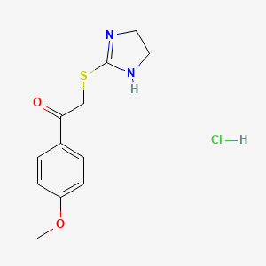 molecular formula C12H15ClN2O2S B12781590 Ethanone, 2-((4,5-dihydro-1H-imidazol-2-yl)thio)-1-(4-methoxyphenyl)-, monohydrochloride CAS No. 160518-34-3