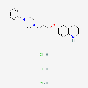 molecular formula C22H32Cl3N3O B12781599 Quinoline, 1,2,3,4-tetrahydro-6-(3-(4-phenyl-1-piperazinyl)propoxy)-, trihydrochloride, monohydrate CAS No. 119321-54-9