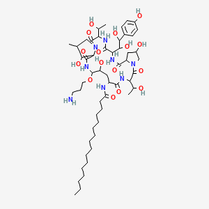 molecular formula C53H88N8O16 B12781626 Echinocandin B, 1-((4R,5R)-5-(3-aminopropoxy)-4-hydroxy-N2-(1-oxohexadecyl)-L-ornithine)- CAS No. 143131-16-2