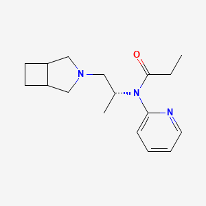 molecular formula C17H25N3O B12781664 Propionamide, N-(2-(3-azabicyclo(3.2.0)hept-3-yl)-1-methylethyl)-N-2-pyridyl-, (R)- CAS No. 82178-85-6