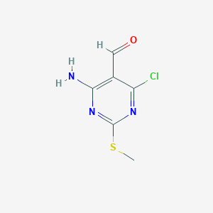 B1278176 4-Amino-6-chloro-2-methylsulfanylpyrimidine-5-carbaldehyde CAS No. 5305-56-6