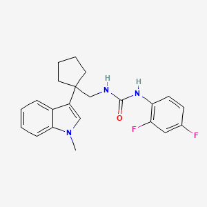 molecular formula C22H23F2N3O B12781769 Urea, N-(2,4-difluorophenyl)-N'-((1-(1-methyl-1H-indol-3-yl)cyclopentyl)methyl)- CAS No. 145131-17-5