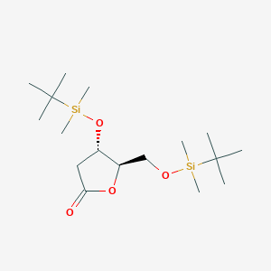molecular formula C17H36O4Si2 B1278189 (4S,5R)-4-[(tert-butyldimethylsilyl)oxy]-5-{[(tert-butyldimethylsilyl)oxy]methyl}oxolan-2-one CAS No. 83159-91-5