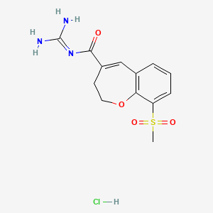 molecular formula C13H16ClN3O4S B12781954 N-(diaminomethylidene)-9-methylsulfonyl-2,3-dihydro-1-benzoxepine-4-carboxamide;hydrochloride CAS No. 248958-45-4
