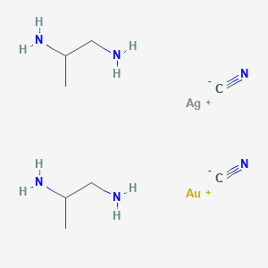 molecular formula C8H20AgAuN6 B12782029 Silver propylenediamine gold cyanide CAS No. 68391-13-9