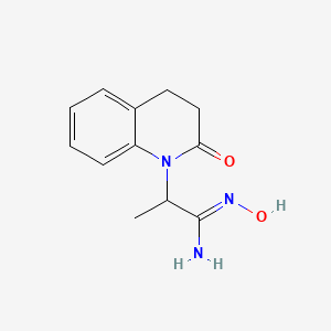 molecular formula C12H15N3O2 B12782119 3,4-Dihydro-N-hydroxy-alpha-methyl-2-oxo-1(2H)-quinolineethanimidamide CAS No. 85475-51-0