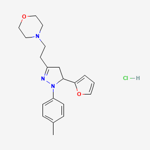 molecular formula C20H26ClN3O2 B12782144 Pyrazoline, 5-(2-furyl)-3-(2-(morpholino)ethyl)-1-(p-tolyl)-, hydrochloride CAS No. 102129-28-2