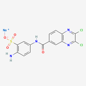 molecular formula C15H9Cl2N4NaO4S B12782162 2-Amino-5-(((2,3-dichloroquinoxalin-6-yl)carbonyl)amino)benzenesulfonic acid, sodium salt CAS No. 130328-27-7