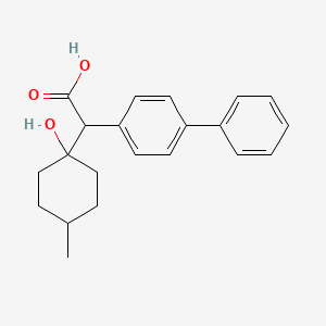 molecular formula C21H24O3 B12782300 cis-(+)-alpha-(1-Hydroxy-4-methylcyclohexyl)-(1,1'-biphenyl)-4-acetic acid CAS No. 85045-76-7