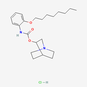 molecular formula C22H35ClN2O3 B12782376 Carbamic acid, (2-(octyloxy)phenyl)-, 1-azabicyclo(2.2.2)oct-3-yl ester, monohydrochloride CAS No. 151643-52-6