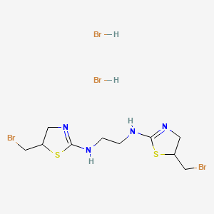 molecular formula C10H18Br4N4S2 B12782389 N,N'-Bis(5-(bromomethyl)-4,5-dihydro-2-thiazolyl)-1,2-ethanediamine dihydrobromide CAS No. 111915-73-2