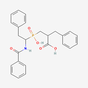 molecular formula C25H26NO5P B12782434 Benzenepropanoic acid, alpha-(((1-(benzoylamino)-2-phenylethyl)hydroxyphosphinyl)methyl)- CAS No. 129318-23-6