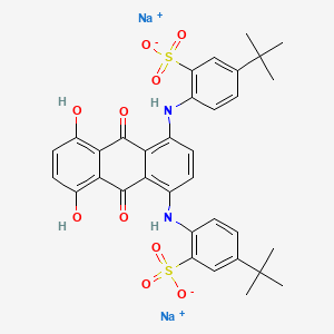molecular formula C34H32N2Na2O10S2 B12782457 Disodium 2,2'-((9,10-dihydro-5,8-dihydroxy-9,10-dioxo-1,4-anthrylene)diimino)bis(5-tert-butylbenzenesulphonate) CAS No. 83006-67-1