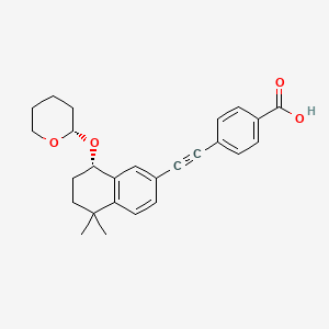 molecular formula C26H28O4 B12782490 Benzoic acid, 4-(((8S)-5,6,7,8-tetrahydro-5,5-dimethyl-8-(((2S)-tetrahydro-2H-pyran-2-yl)oxy)-2-naphthalenyl)ethynyl)- CAS No. 226250-28-8