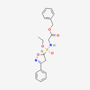molecular formula C20H23N2O5P B12782579 N-(3-Phenyl-2-isoxazolin-5-yl(P-ethoxy)phosphonoyl)glycine benzyl ester CAS No. 125674-72-8