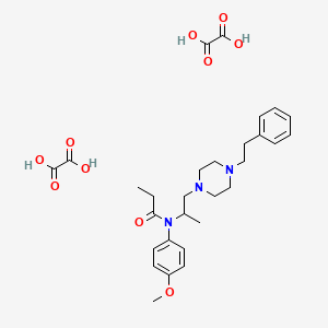 molecular formula C29H39N3O10 B12782590 N-(4-methoxyphenyl)-N-[1-[4-(2-phenylethyl)piperazin-1-yl]propan-2-yl]propanamide;oxalic acid CAS No. 91098-56-5