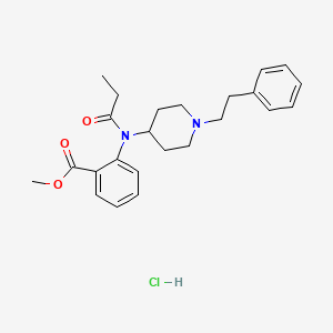 molecular formula C24H31ClN2O3 B12782728 Anthranilic acid, N-(1-phenethyl-4-piperidyl)-N-propionyl-, methyl ester, hydrochloride, dihydrate CAS No. 69037-46-3