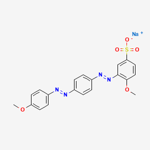 molecular formula C20H17N4NaO5S B12782800 Benzenesulfonic acid, 4-methoxy-3-((4-((4-methoxyphenyl)azo)phenyl)azo)-, sodium salt CAS No. 75198-95-7