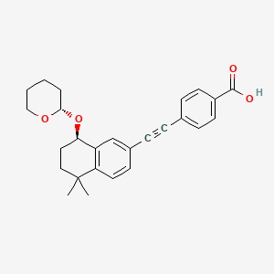 molecular formula C26H28O4 B12782802 Benzoic acid, 4-(((8R)-5,6,7,8-tetrahydro-5,5-dimethyl-8-(((2S)-tetrahydro-2H-pyran-2-yl)oxy)-2-naphthalenyl)ethynyl)- CAS No. 226250-22-2