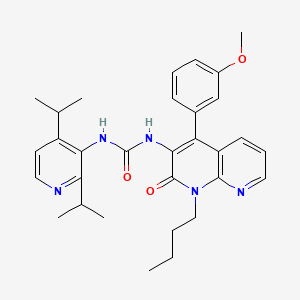 molecular formula C31H37N5O3 B12782864 N-(2,4-Bis(1-methylethyl)-3-pyridinyl)-N'-(1-butyl-1,2-dihydro-4-(3-methoxyphenyl)-2-oxo-1,8-naphthyridin-3-yl)urea CAS No. 873194-74-2