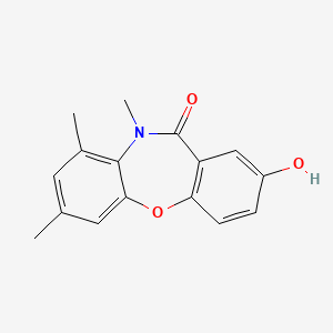 molecular formula C16H15NO3 B12782909 2-Hydroxy-7,9,10-trimethyl-dibenz(b,f)(1,4)oxazepin-11-(10H)-one CAS No. 140413-06-5