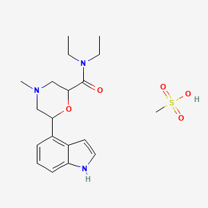 molecular formula C19H29N3O5S B12782939 N,N-Diethyl-6-(1H-indol-4-yl)-4-methyl-2-morpholinecarboxamide methanesulfonate CAS No. 113760-34-2