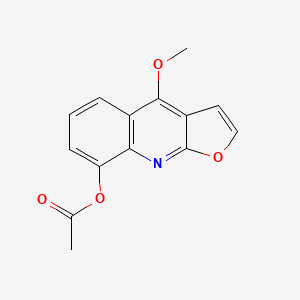 molecular formula C14H11NO4 B12782969 Furo(2,3-b)quinolin-8-ol, 4-methoxy-, acetate (ester) CAS No. 2255-54-1