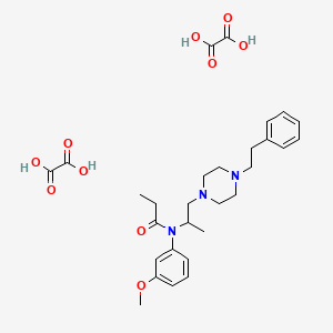 molecular formula C29H39N3O10 B12783128 N-(3-methoxyphenyl)-N-[1-[4-(2-phenylethyl)piperazin-1-yl]propan-2-yl]propanamide;oxalic acid CAS No. 91098-64-5