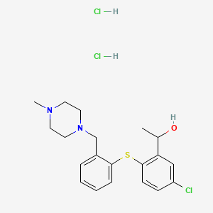 molecular formula C20H27Cl3N2OS B12783144 1-(2-(4-Chloro-2-(1-hydroxyethyl)phenylthio)benzyl)-4-methylpiperazine dihydrochloride CAS No. 93288-37-0