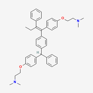 molecular formula C43H48N2O2 B12783173 4-(4-(2-(Dimethylamino)ethoxy)diphenylmethyl) tamoxifen CAS No. 809285-09-4