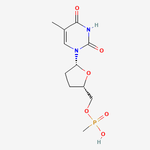 molecular formula C11H17N2O6P B12783208 Thymidine, 3'-deoxy-, 5'-(hydrogen methylphosphonate) CAS No. 140132-41-8