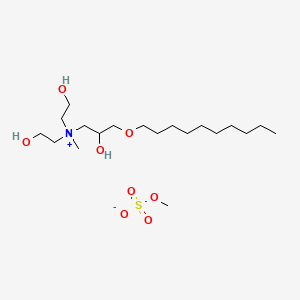 molecular formula C19H43NO8S B12783222 (3-Decyloxy-2-hydroxypropyl)bis(2-hydroxyethyl)methylammonium methyl sulphate CAS No. 70776-67-9