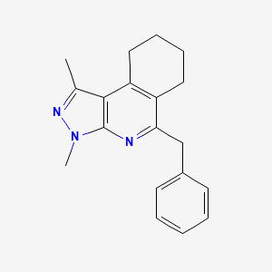 molecular formula C19H21N3 B12783240 1,3-Dimethyl-5-(phenylmethyl)-6,7,8,9-tetrahydro-3H-pyrazolo(3,4-c)isoquinoline CAS No. 91623-82-4