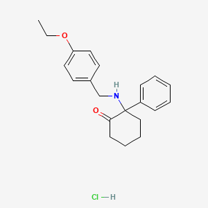 molecular formula C21H26ClNO2 B12783265 Cyclohexanone, 2-(p-ethoxybenzylamino)-2-phenyl-, hydrochloride CAS No. 96783-24-3