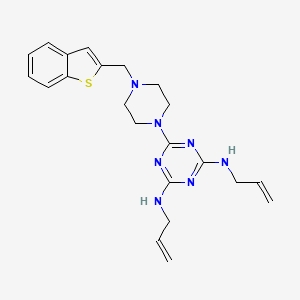 molecular formula C22H27N7S B12783278 1-(4,6-Bis-allylamino-s-triazin-2-yl)-4-(benzothien-2-ylmethyl)piperazine CAS No. 87813-75-0