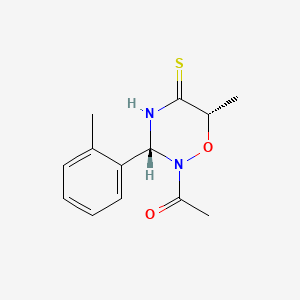 molecular formula C13H16N2O2S B12783281 2H-1,2,4-Oxadiazine-5(6H)-thione, dihydro-2-acetyl-6-methyl-3-(2-methylphenyl)-, cis-(+-)- CAS No. 103899-97-4