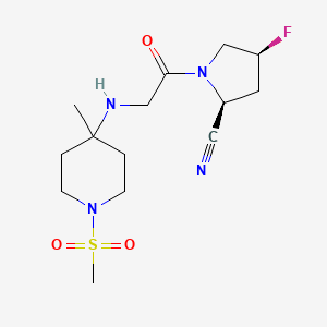 molecular formula C14H23FN4O3S B12783295 (2S,4S)-4-fluoro-1-[2-[(4-methyl-1-methylsulfonylpiperidin-4-yl)amino]acetyl]pyrrolidine-2-carbonitrile CAS No. 651055-25-3