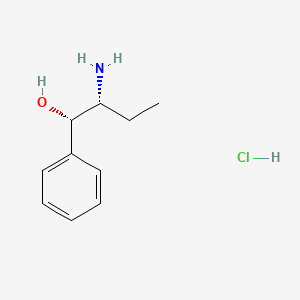molecular formula C10H16ClNO B12783304 Benzenemethanol, alpha-((1R)-1-aminopropyl)-, hydrochloride, (alphaS)-rel- CAS No. 101708-89-8
