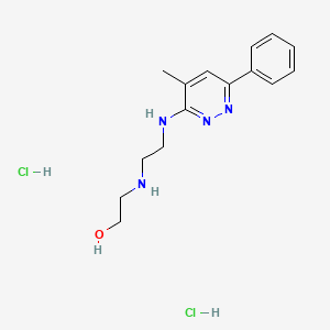 molecular formula C15H22Cl2N4O B12783332 Ethanol, 2-((2-((4-methyl-6-phenyl-3-pyridazinyl)amino)ethyl)amino)-, dihydrochloride CAS No. 86663-11-8