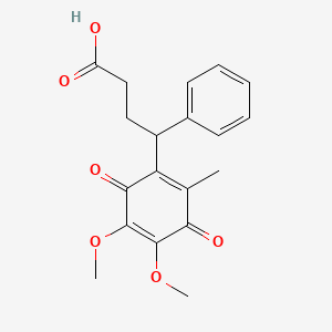 molecular formula C19H20O6 B12783333 gamma-(4,5-Dimethoxy-3,6-dioxo-2-methyl-1,4-cyclohexadien-1-yl)benzenebutanoic acid CAS No. 103186-08-9