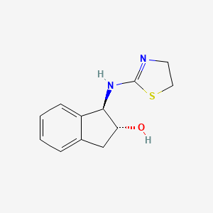 molecular formula C12H14N2OS B12783344 1H-Inden-2-ol, 2,3-dihydro-1-((4,5-dihydro-2-thiazolyl)amino)-, trans- CAS No. 141034-16-4