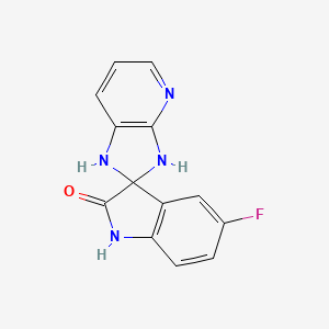 molecular formula C13H9FN4O B12783391 1,3-Dihydro-5'-fluorospiro(2H-imidazo(4,5-b)pyridine-2,3'-(3H)indol)-2'(1'H)-one CAS No. 93500-49-3