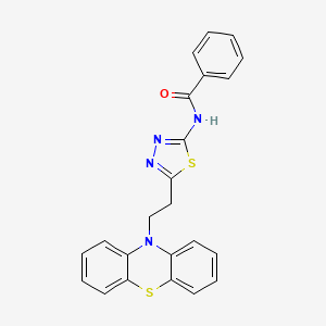 molecular formula C23H18N4OS2 B12783401 Benzamide, N-(5-(2-(10H-phenothiazin-10-yl)ethyl)-1,3,4-thiodiazol-2-yl)- CAS No. 180793-95-7