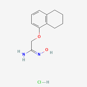 molecular formula C12H17ClN2O2 B12783447 Ethanimidamide, N-hydroxy-2-((5,6,7,8-tetrahydro-1-naphthalenyl)oxy)-, monohydrochloride CAS No. 86346-66-9