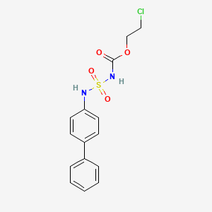 molecular formula C15H15ClN2O4S B12783472 Carbamic acid, (((1,1'-biphenyl)-4-ylamino)sulfonyl)-, 2-chloroethyl ester CAS No. 116943-53-4