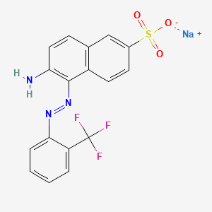 molecular formula C17H11F3N3NaO3S B12783485 2-Naphthalenesulfonic acid, 6-amino-5-((2-(trifluoromethyl)phenyl)azo)-, monosodium salt CAS No. 72207-97-7