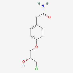 molecular formula C11H14ClNO3 B12783489 2-(4-((2R)-3-Chloro-2-hydroxypropoxy)phenyl)acetamide CAS No. 256460-14-7